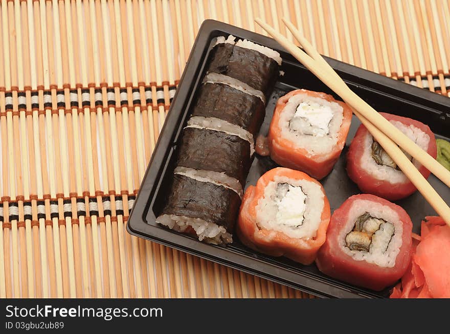 Traditional japanese rolls close up. Traditional japanese rolls close up