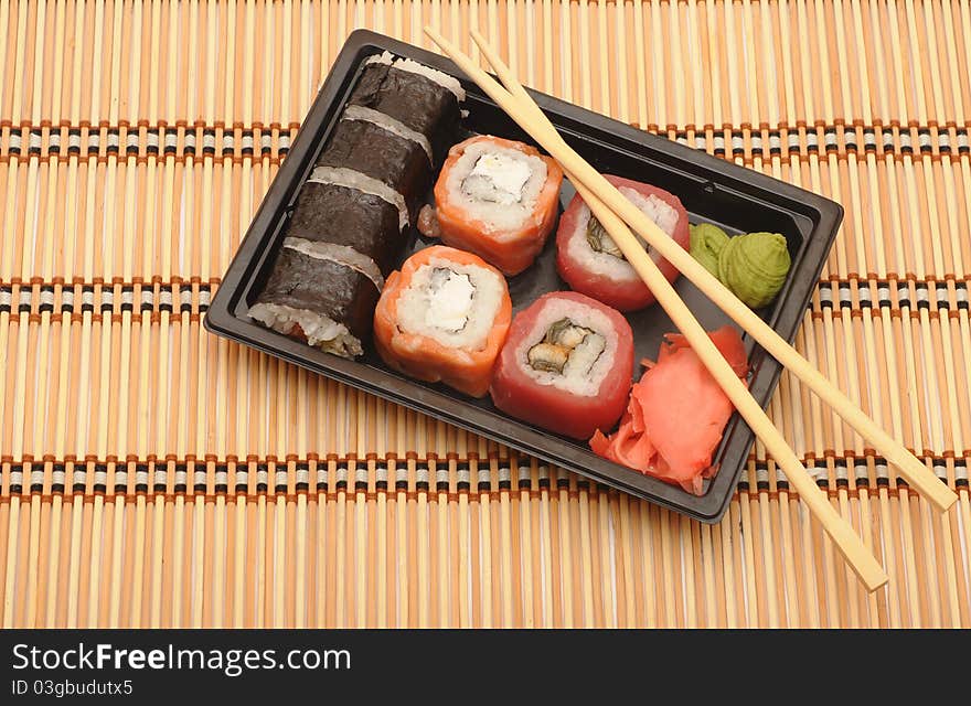 Traditional japanese rolls close up. Traditional japanese rolls close up