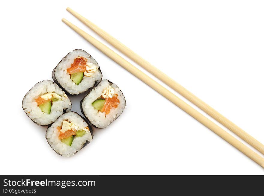 Sushi roll isolated on white