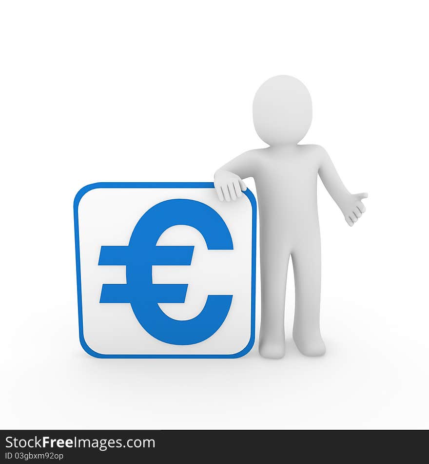 3d man human euro blue money business finance. 3d man human euro blue money business finance