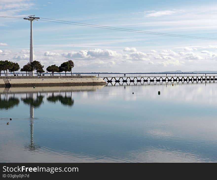 Lisbon portugal, expo 1998 foto by 2010
Lisbon waterfront with cable ferries along the river Tejo at the expo, Nations park. Portugal, location of the NATO Lisbon Summit 2010