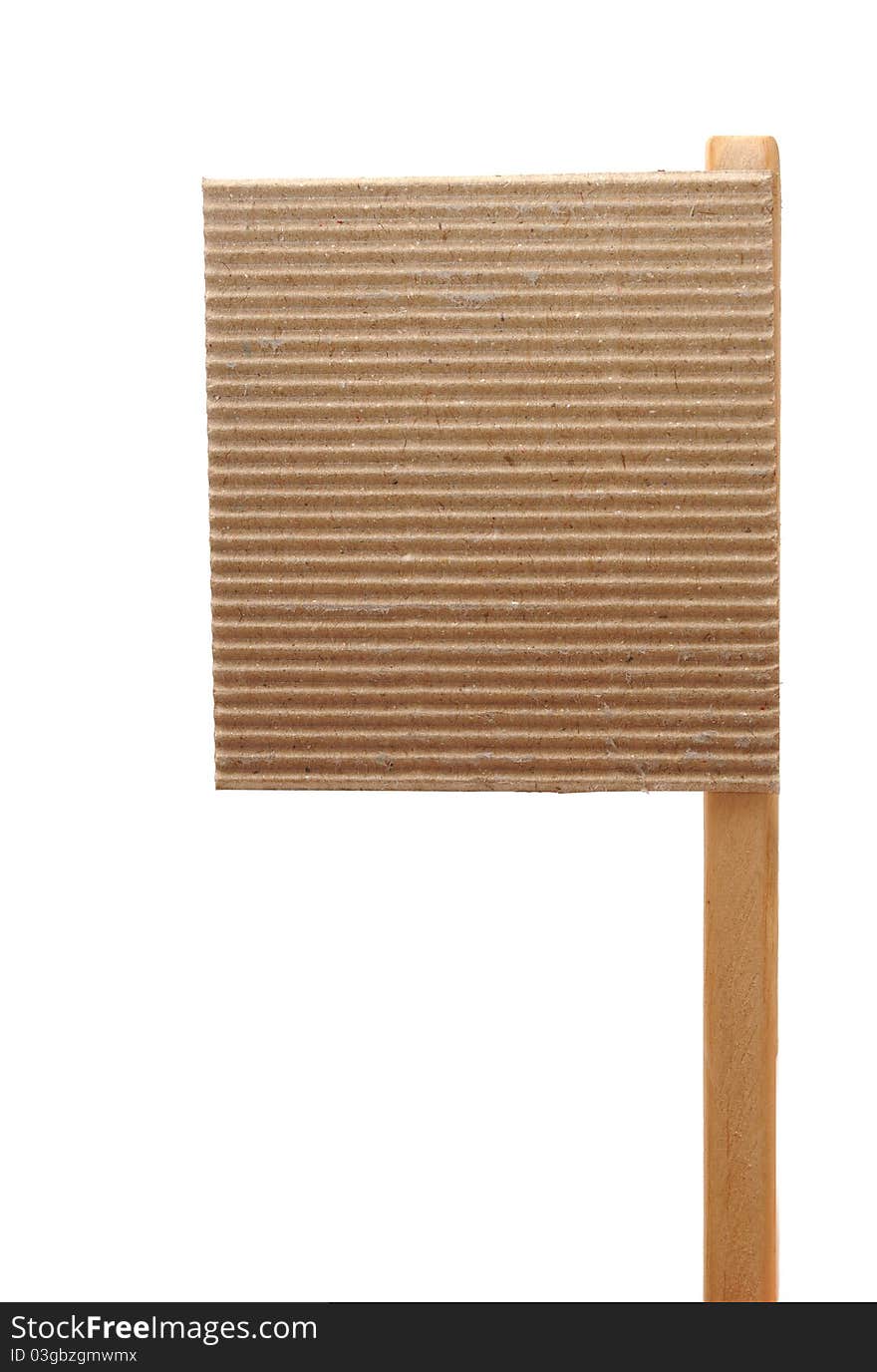 Cardboard sign isolated on a white background