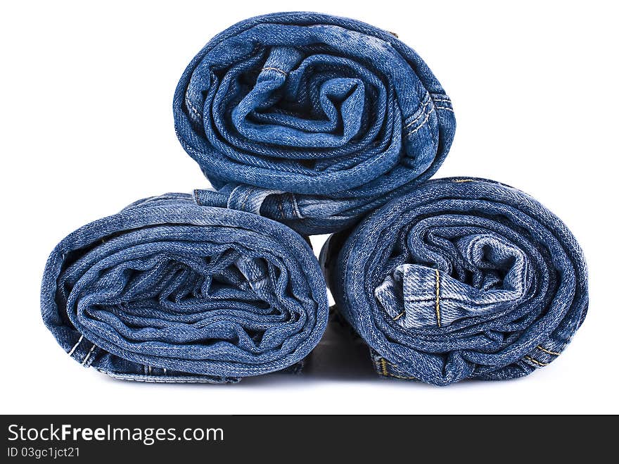 Stack Of Blue Denim Jeans