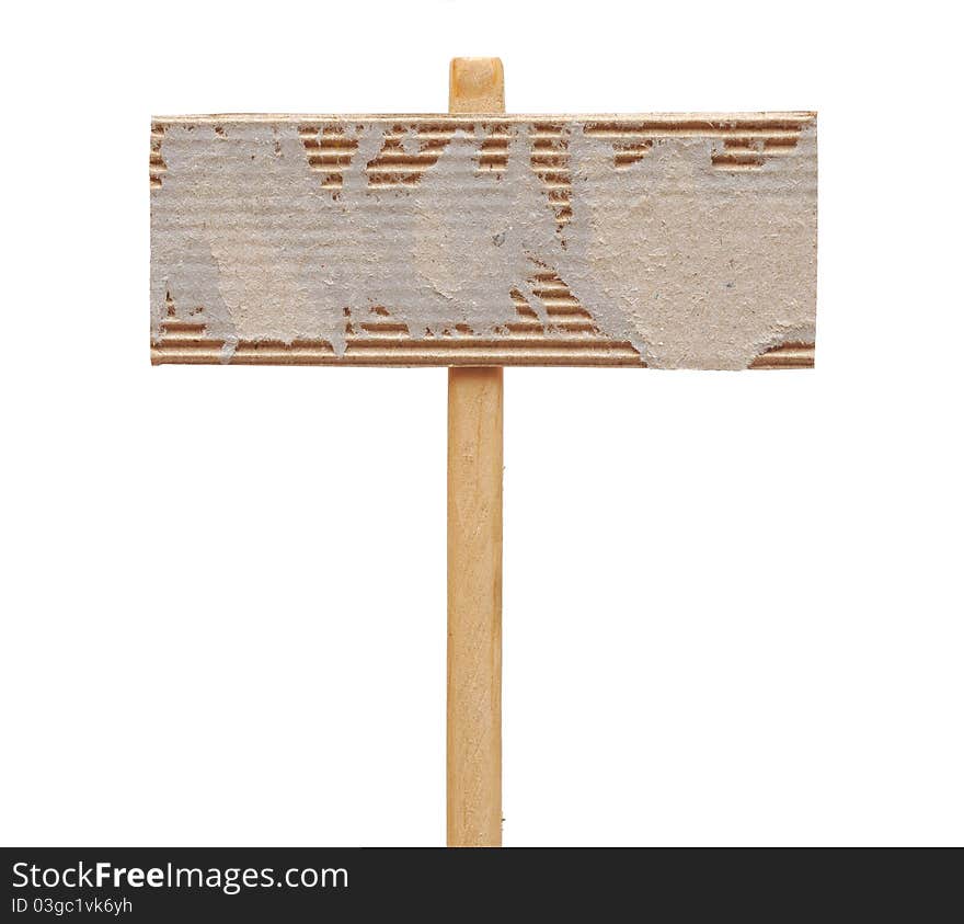 Cardboard sign isolated on a white background