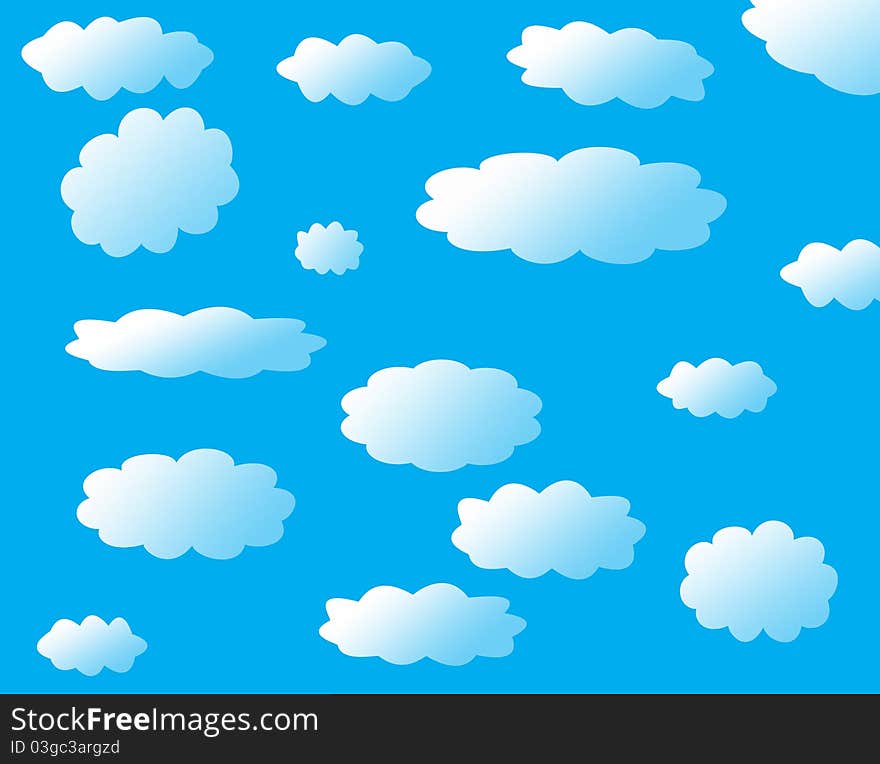 Blue background with white clouds. Blue background with white clouds