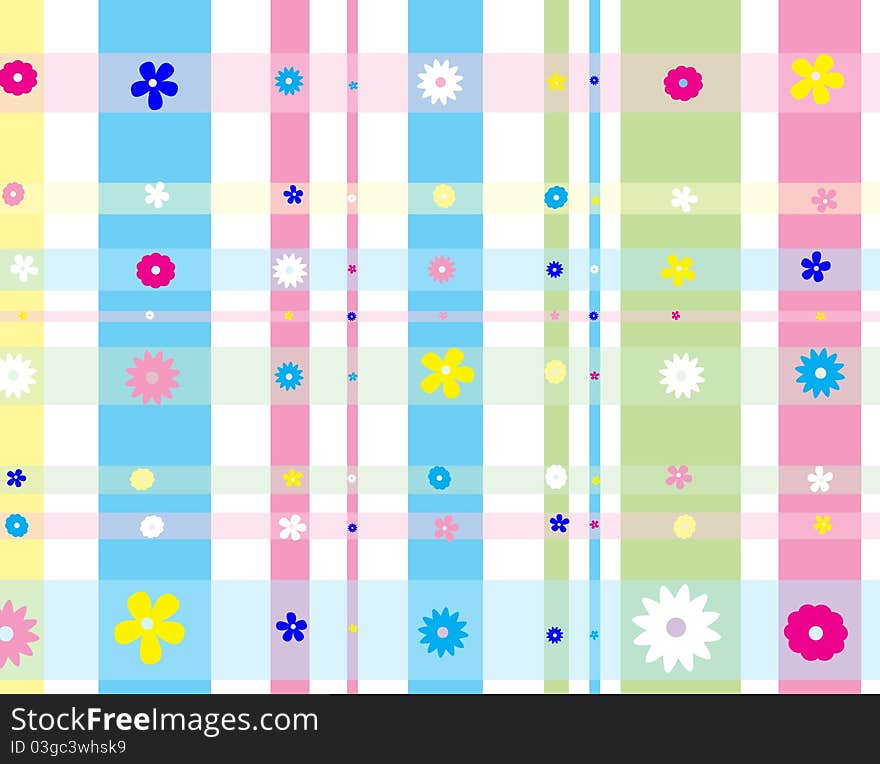 Colorful flowers wallpaper with lines