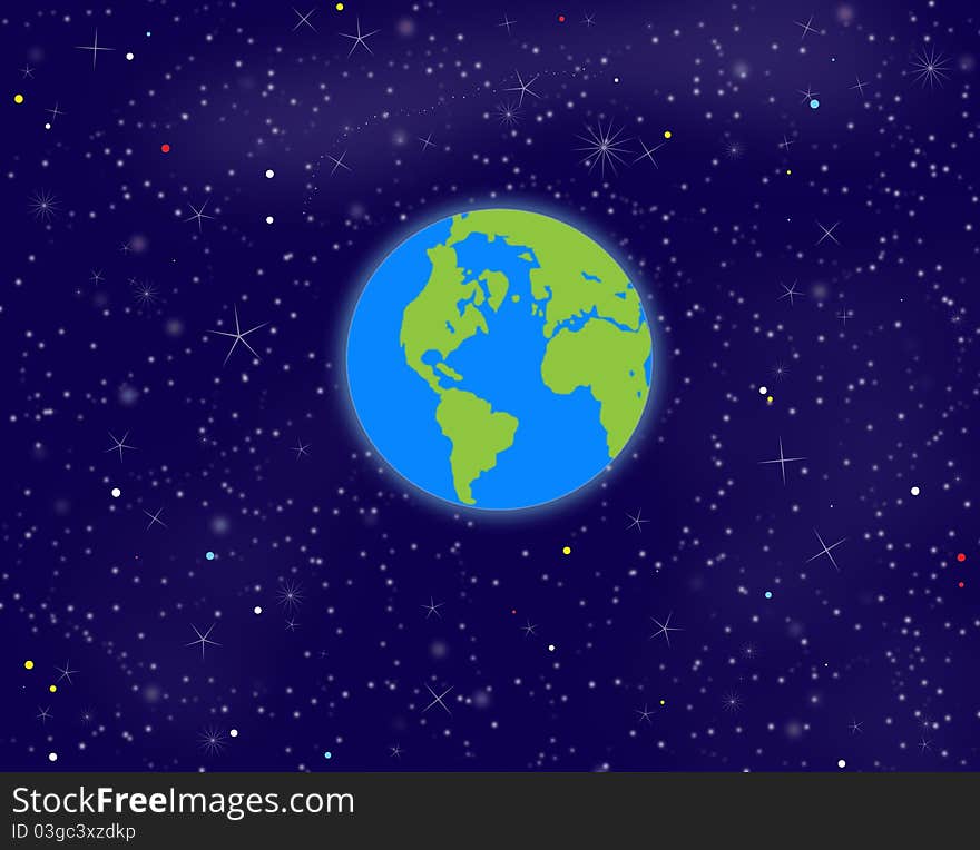 Earth and space on a background