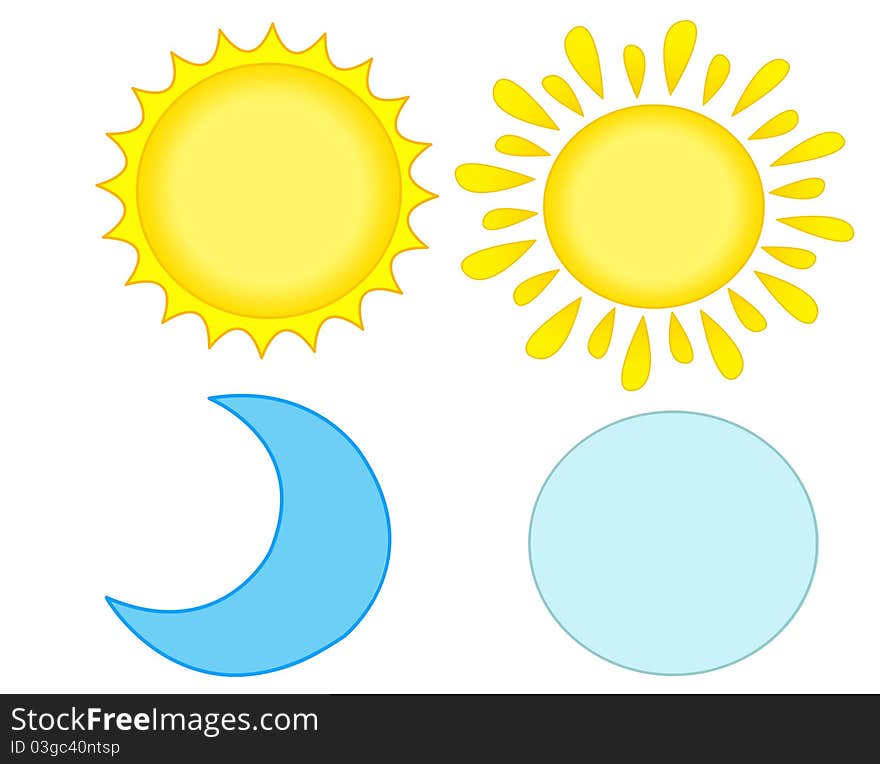 Sun and moon on a white background. Sun and moon on a white background