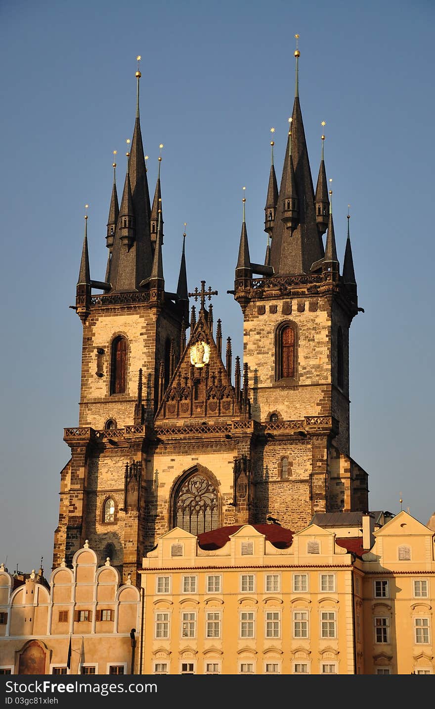 Tyn Church at dusk, Prague, Czech Republic