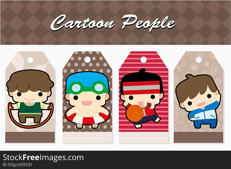 Cartoon sport people card