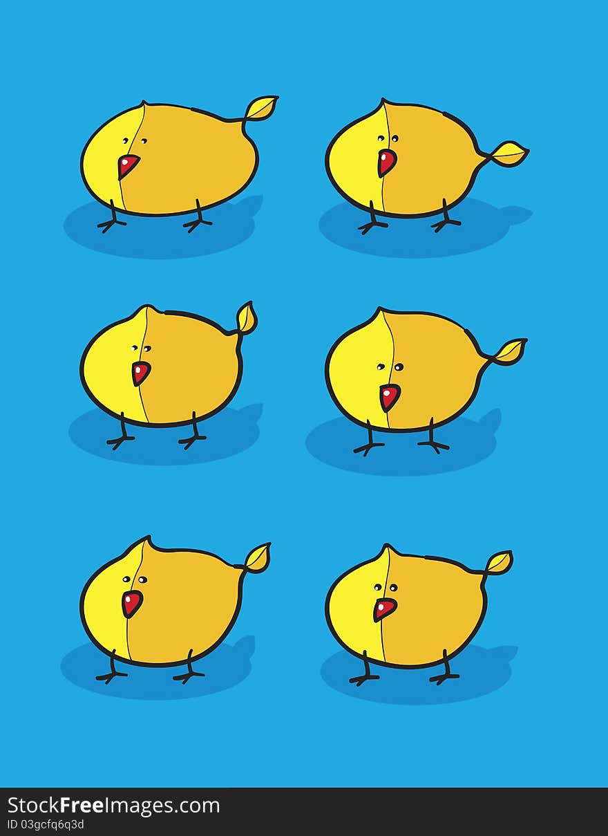 Chicks drawing, abstract vector art illustration