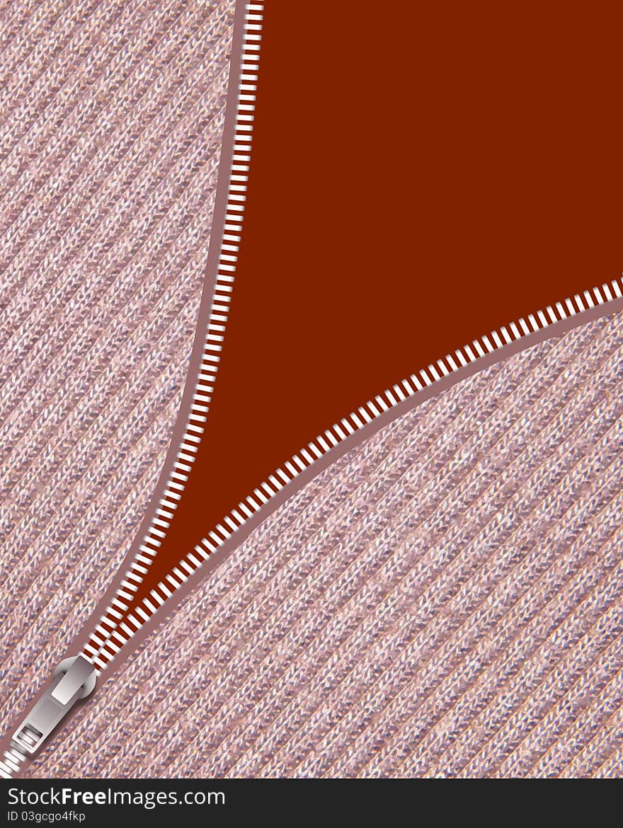 Illustration of a zip undone and revealing the background. Illustration of a zip undone and revealing the background