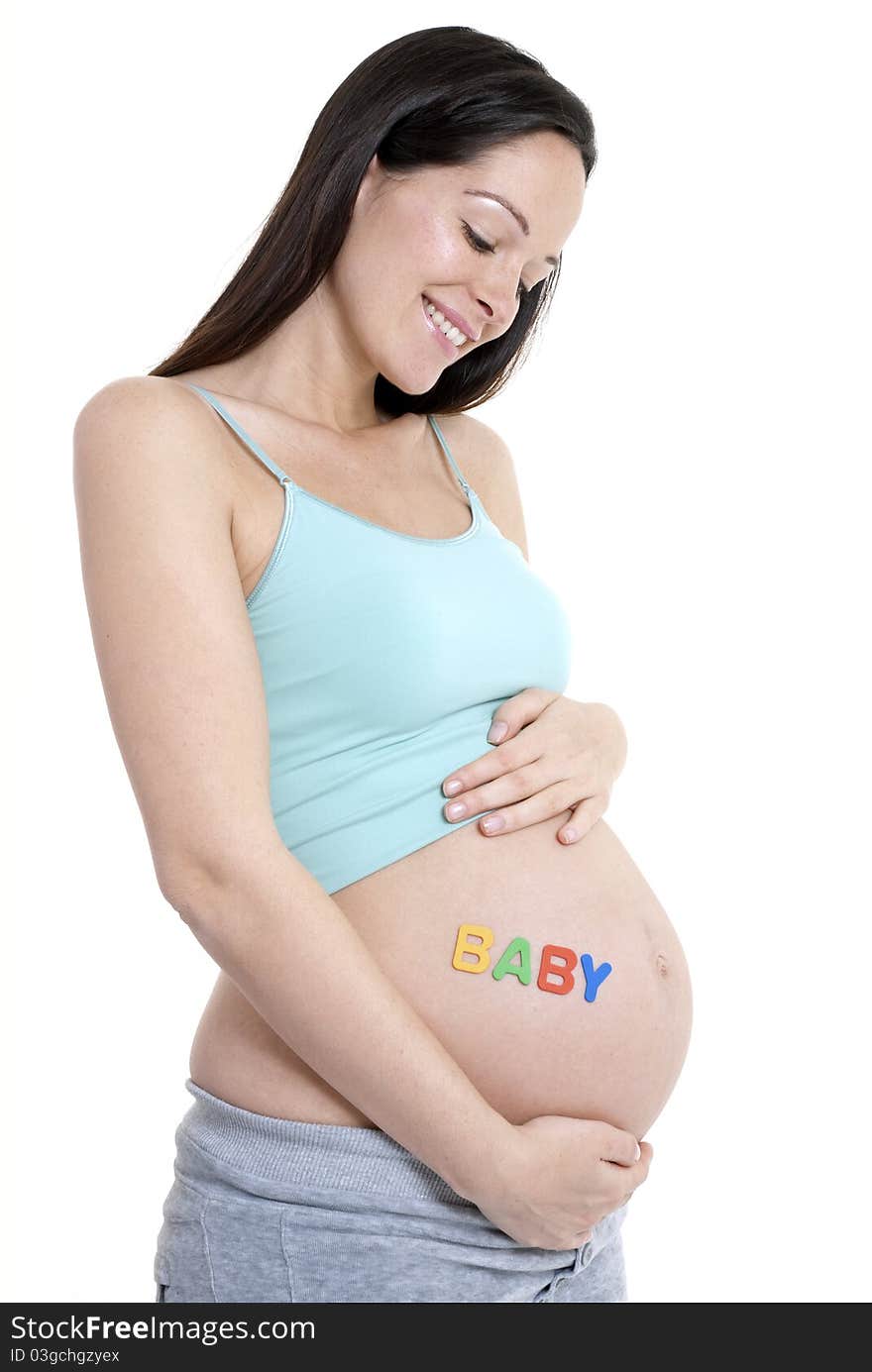 Pregnant woman holding her  BABY