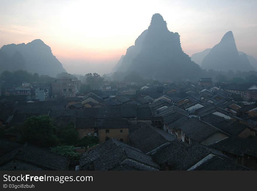 Sunrising in old china town