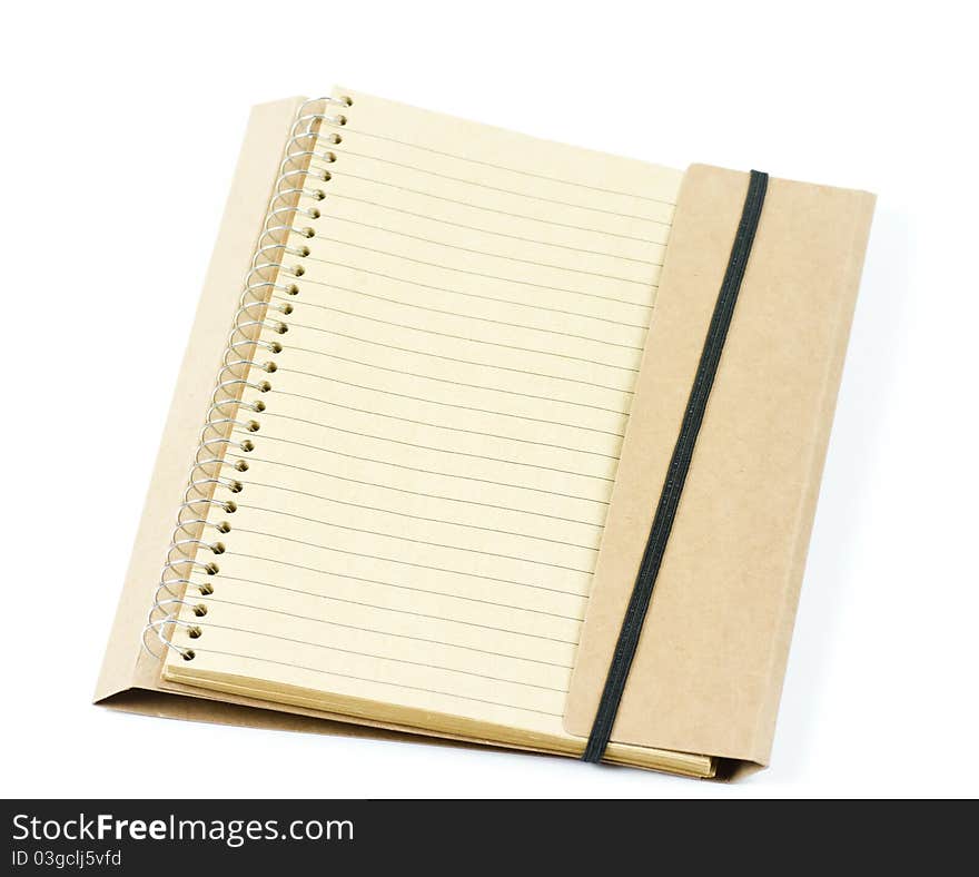 Isolated on white background spiral notebook made from eco paper. Isolated on white background spiral notebook made from eco paper