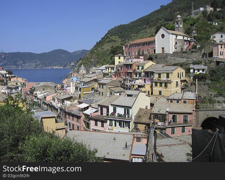 View of vernazza village, in italy. View of vernazza village, in italy