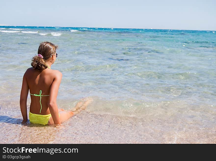 Beautiful girl in sea