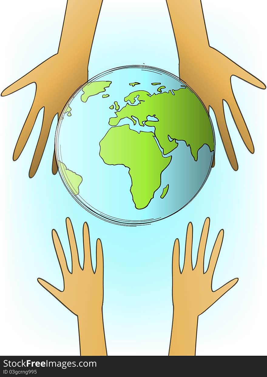 Human hands convey the planet Earth the child. Human hands convey the planet Earth the child