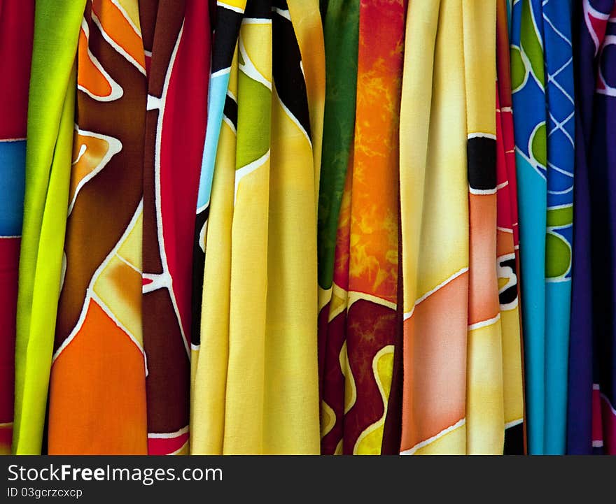 Coloful fabrics on the market