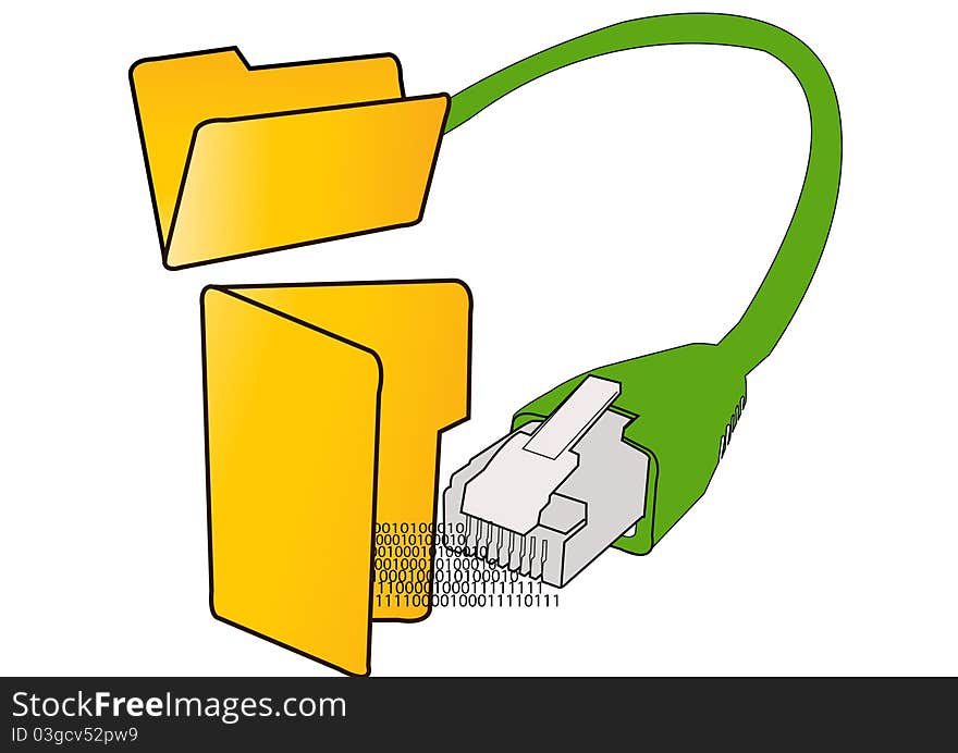 Network cable over which is copied from one folder to another. Network cable over which is copied from one folder to another