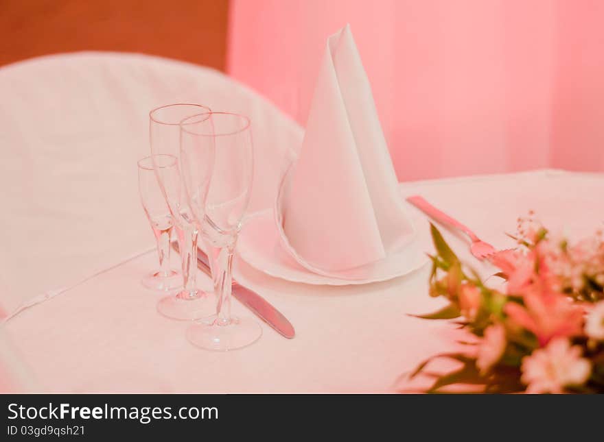 Banquet table with flowers indoors