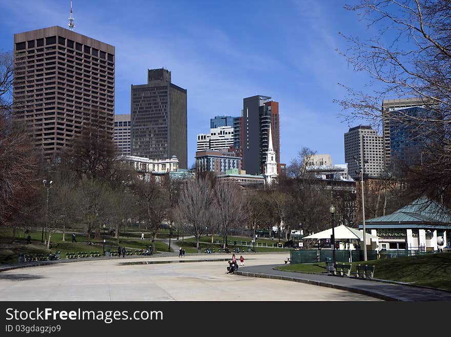 View of houses in the city center in Boston. View of houses in the city center in Boston