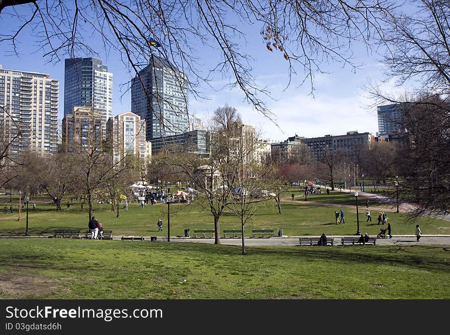 Boson Common public park in the city center. Boson Common public park in the city center