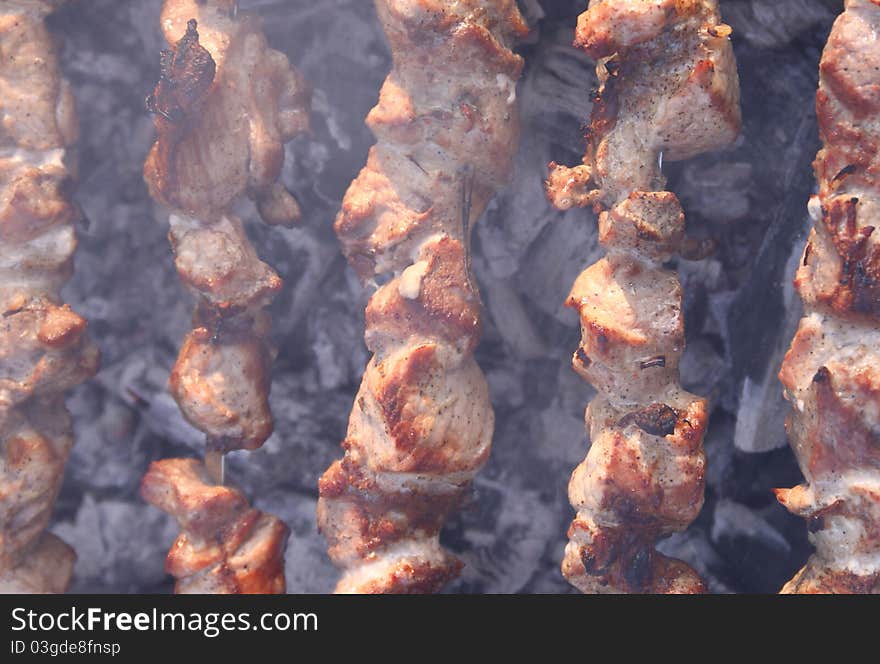 Meat preparation on a barbecue