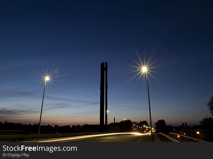 Urban night chimney