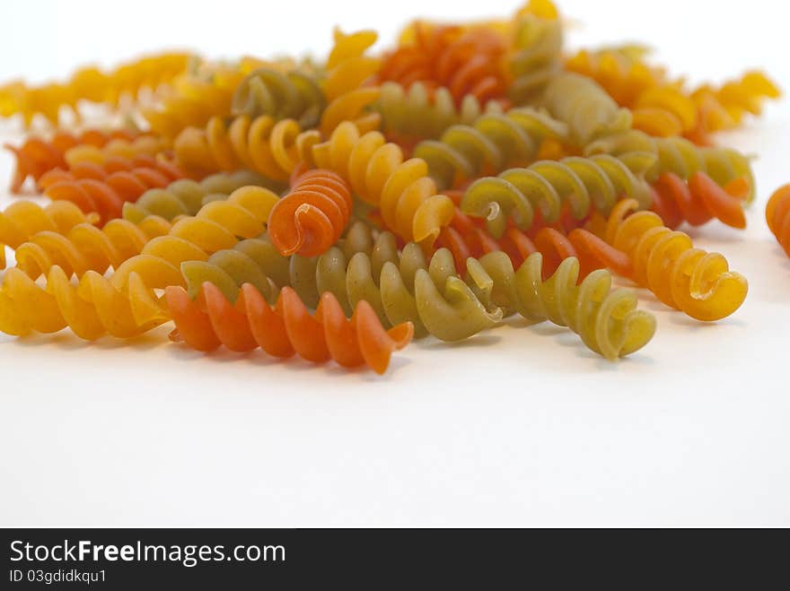 Dried noodles in the foreground color macro photography. Dried noodles in the foreground color macro photography