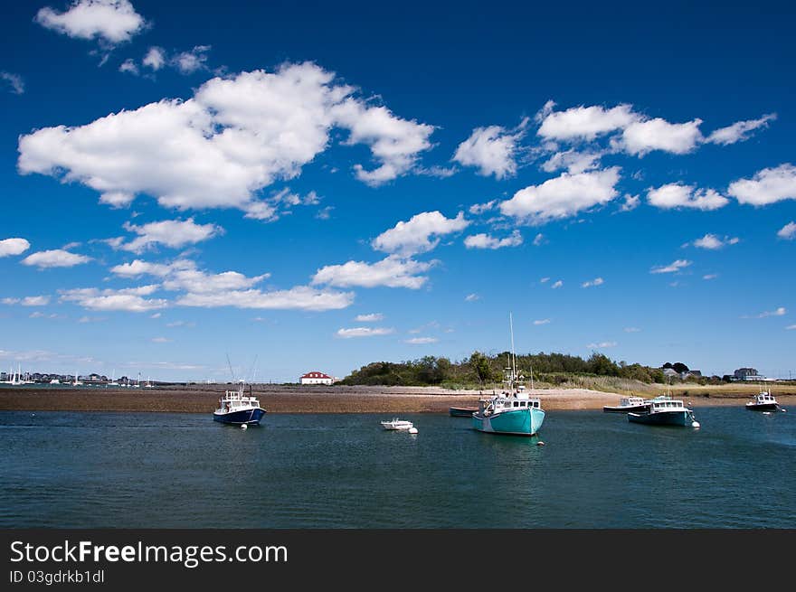 Port in Scituate, Massachusetts during late summer afternoon