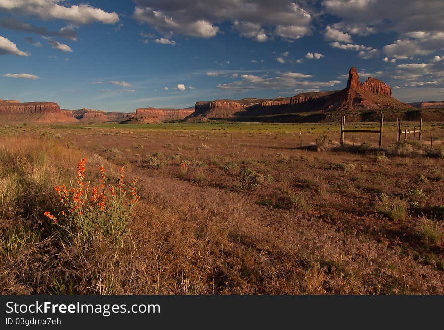 Sunset next to Road 211 to Canyonlands National Park - Needles District, Utah. Sunset next to Road 211 to Canyonlands National Park - Needles District, Utah