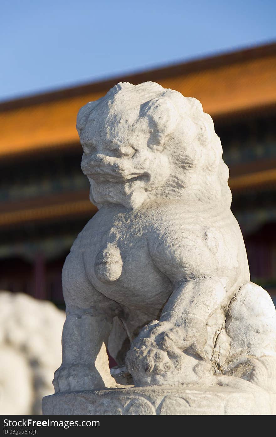 The Stone lion in front of tiananmen