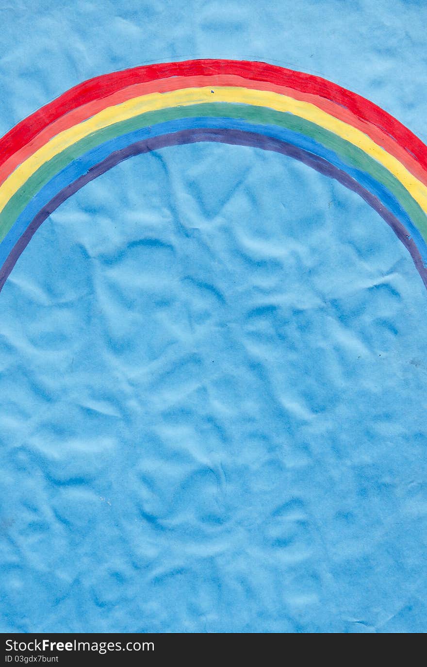 Vintage Painted Rainbow On Paper Background