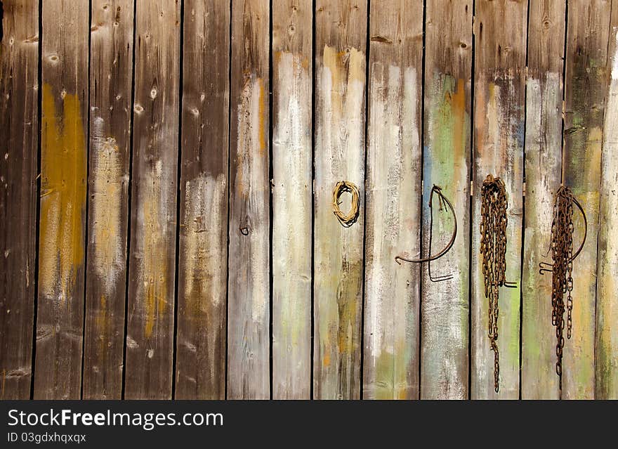 Old painted farm boards wall grunge background. Old painted farm boards wall grunge background