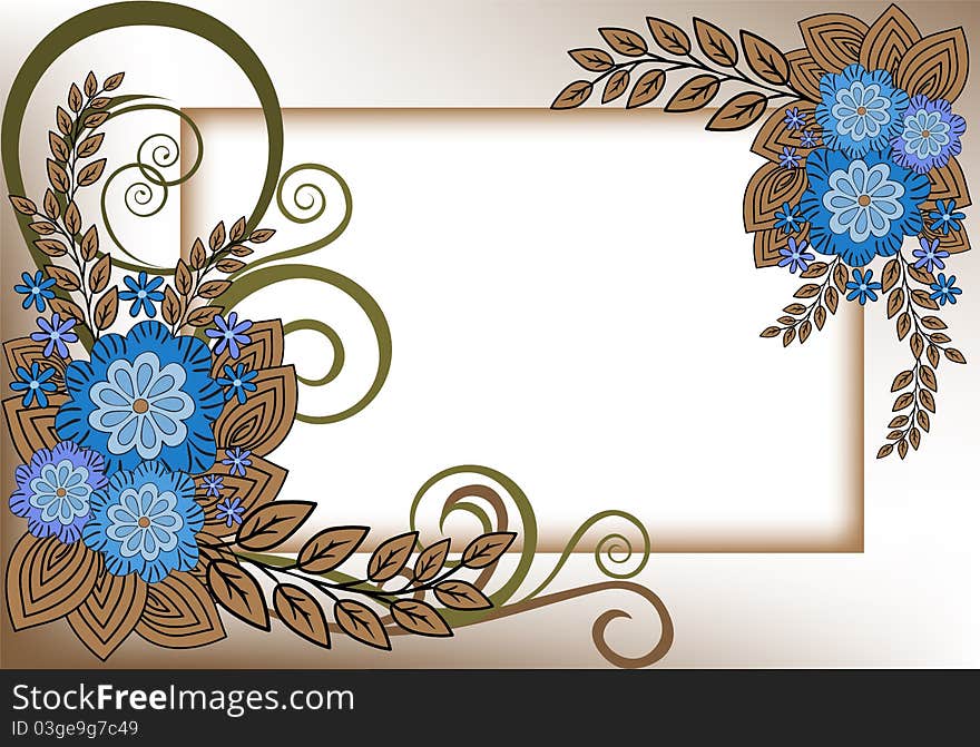 Frame of blue flowers