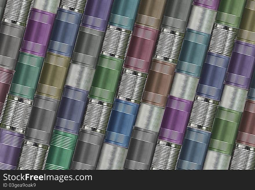 Background of variety cans, colourful