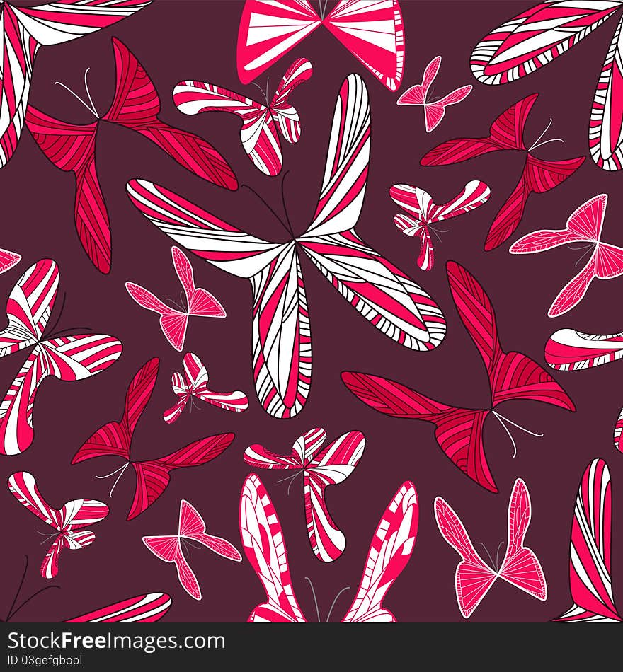 Abstract pink seamless texture with drawing butterfly. Abstract pink seamless texture with drawing butterfly