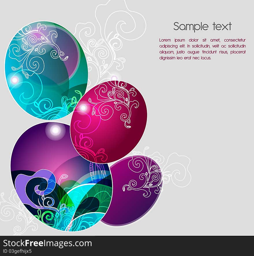 Bright easter card with eggs and pattern