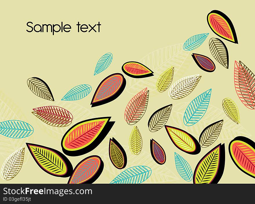 Abstract light background with multicolor leafs