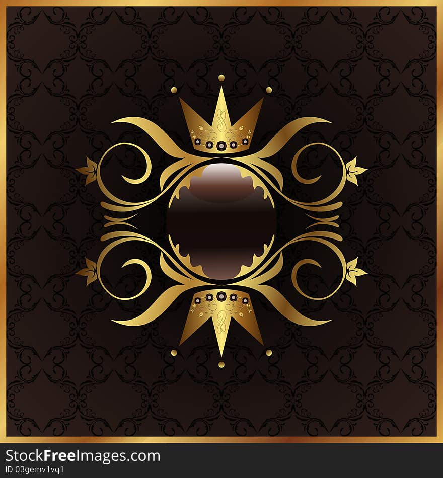 Golden floral frame with crown