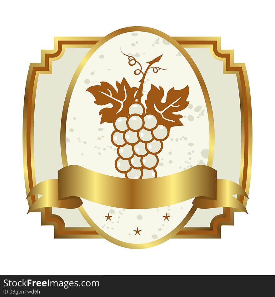 Decorative Gold Frame Label With Grapevine