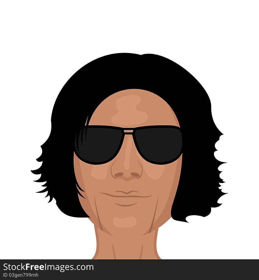 Illustration of face young man, design element - vector