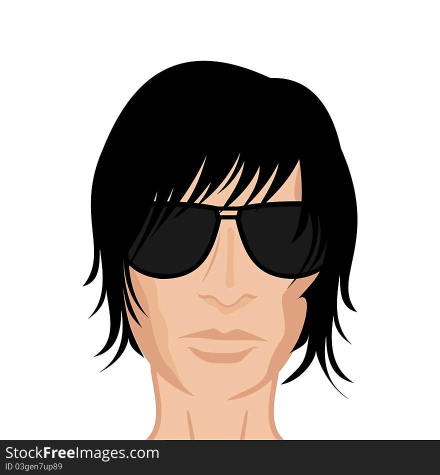 Illustration of face young man, design element - vector