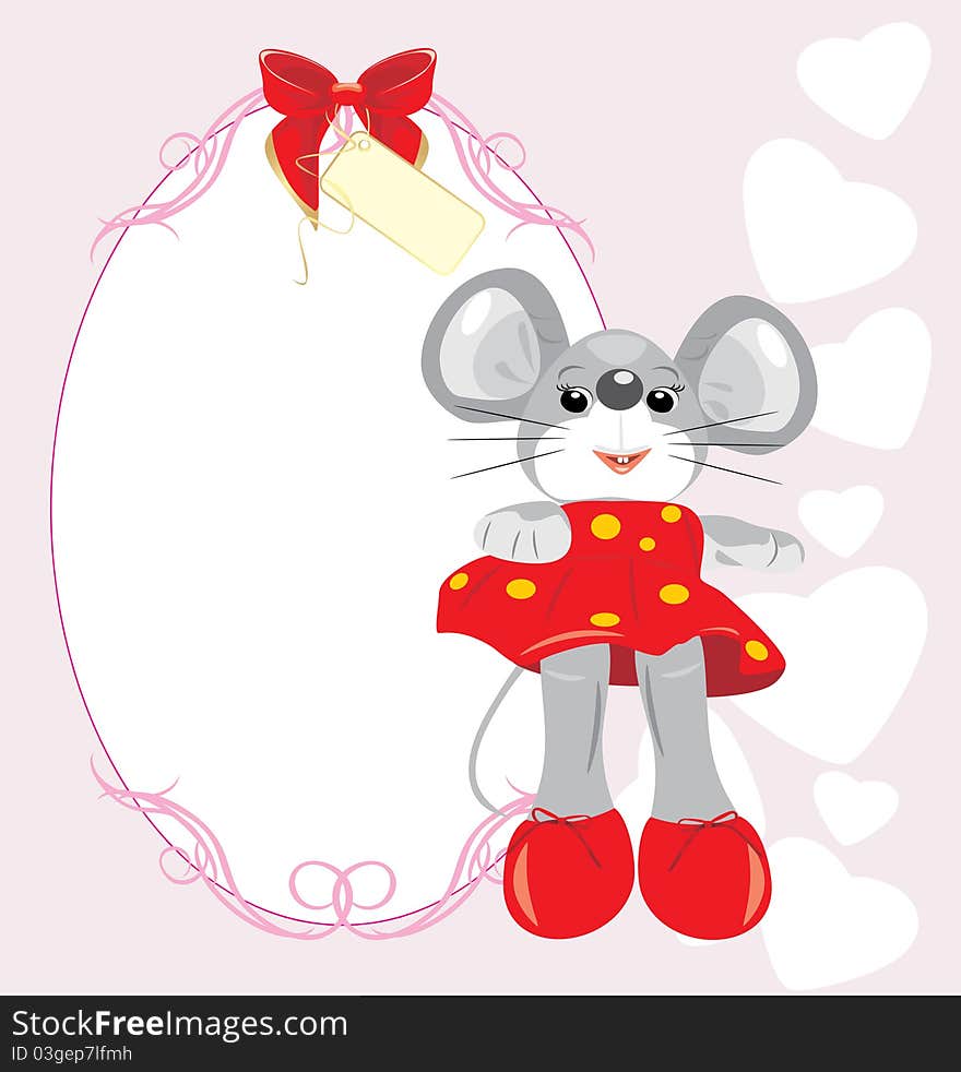 Greeting card with mouse toy