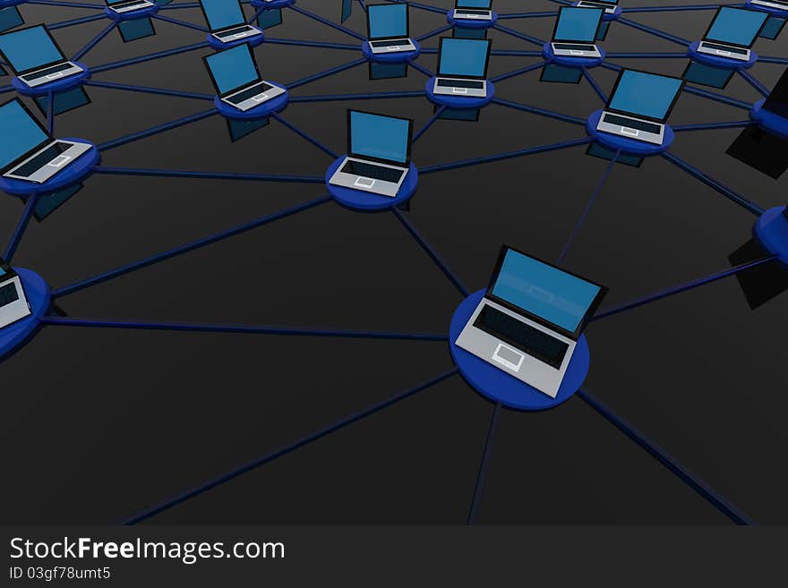 Concept of network connections. 3D render image.