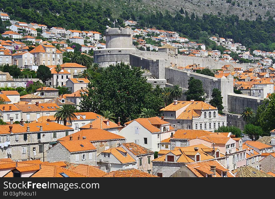 Croatia, Dubrovnik, old town top view