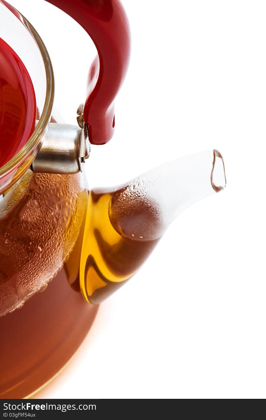 Beautiful glass teapot on a white background