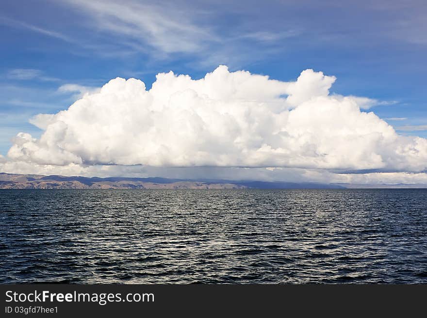 Cloud over Titicaca lake, Bolivia