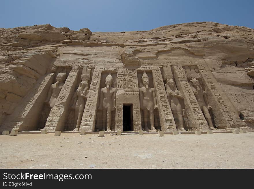 Entrance to the Temple of Nefertari at Abu Simbel in Egypt